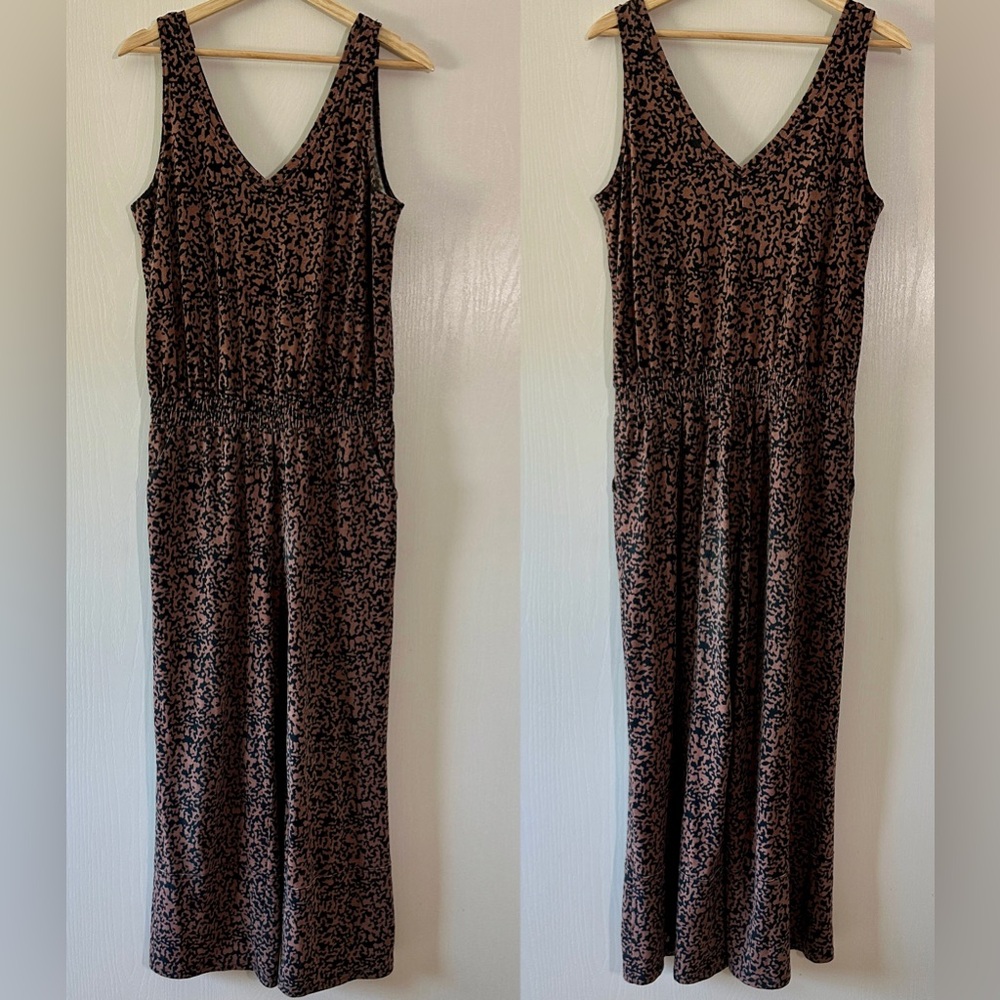 Pact Womens Organic Cotton Abstract Print Wide Leg Jumpsuit Sustainable Sz Small